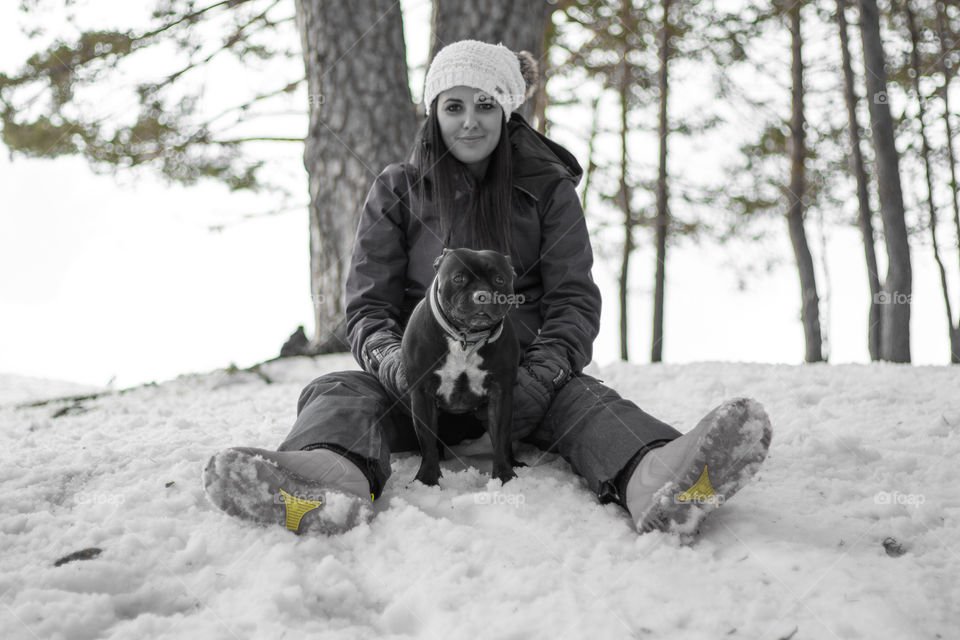 Cute girl posing with dog