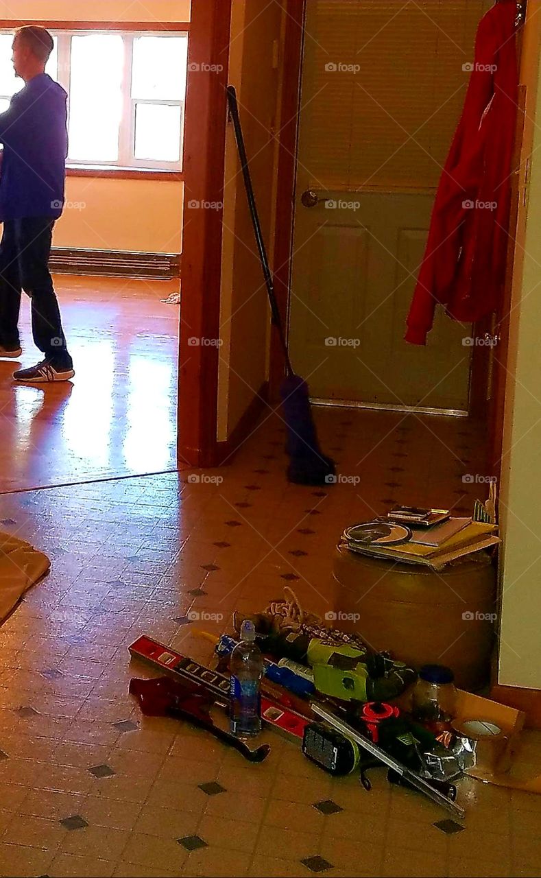 Cleaning up after remodeling job.