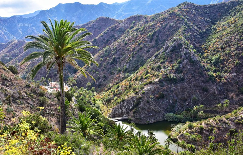 vallehermoso on la gomera canary island in Spain - top view