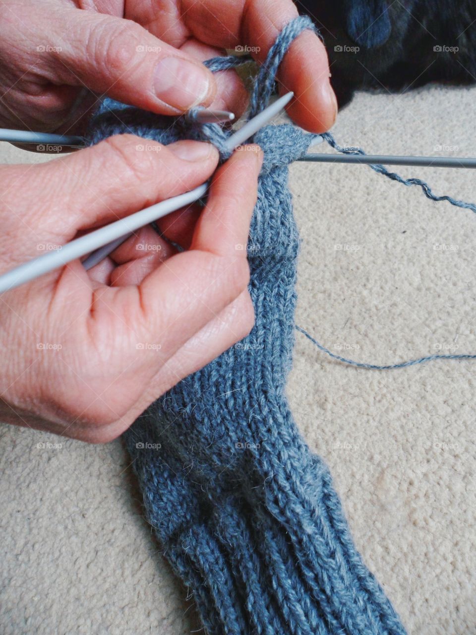 Close-up of a person crocheting