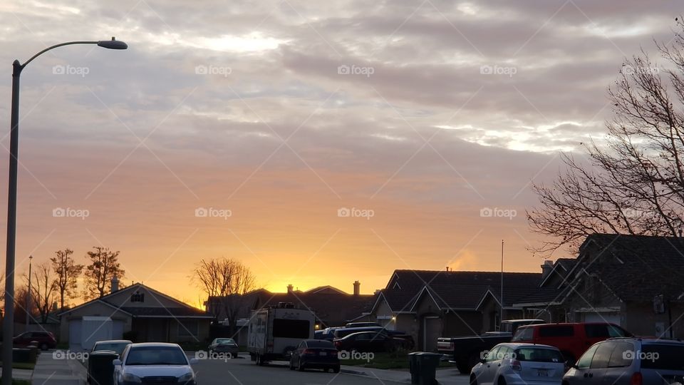 sunrise over the neighborhood