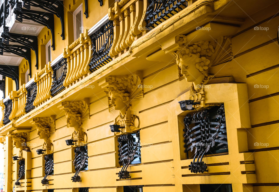 Balconies, A Coruña, Galicia, Spain.