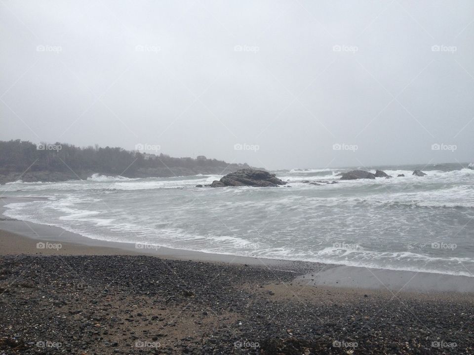 Ogunquit Maine stormy beach 