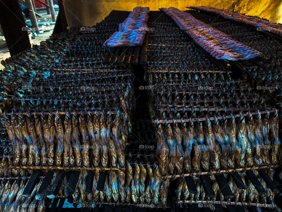 Dry fishes that had fishing from Tonlesap Lake for food in Cambodia, and the transitional method for keeping longer time.