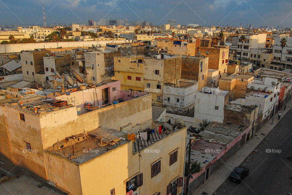 Casablanca Medina . view on the Medina in Casablanca from a rooftop