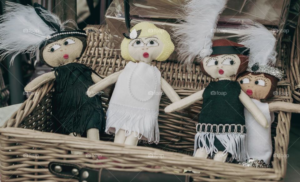 A collection of handcrafted 1920s flapper dolls