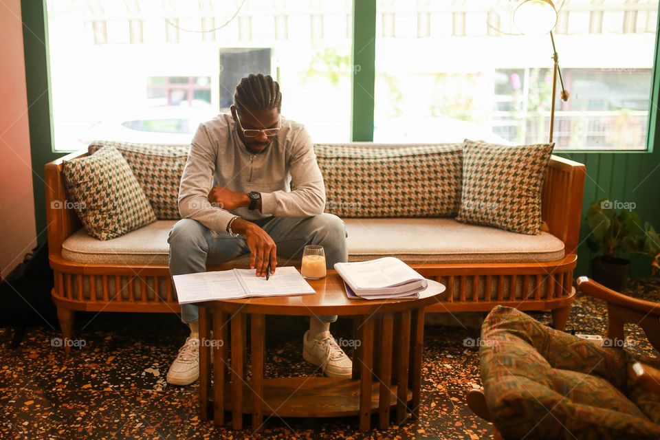 study stock photos in cafe