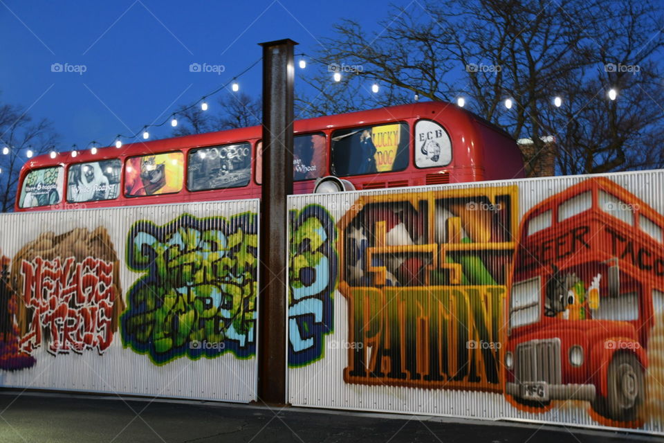 Graffiti wall art bus