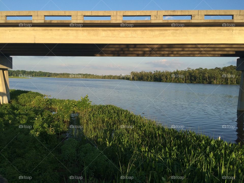 Water, No Person, Lake, River, Bridge