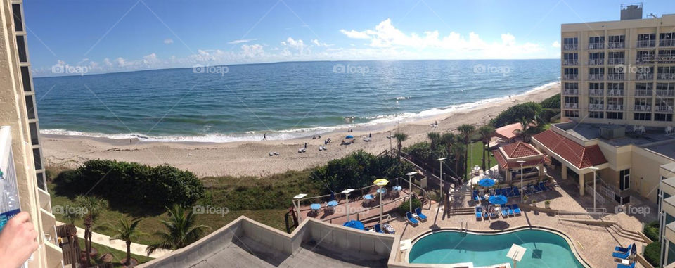 Hotel Panorama . This is a panorama taken from a hotel room in Melbourne Florida and overlooking the Atlantic ocean.