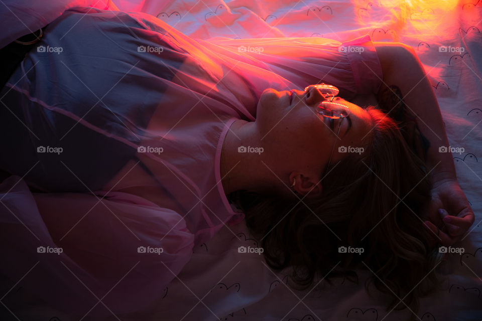 Girl lying on bed sleeping