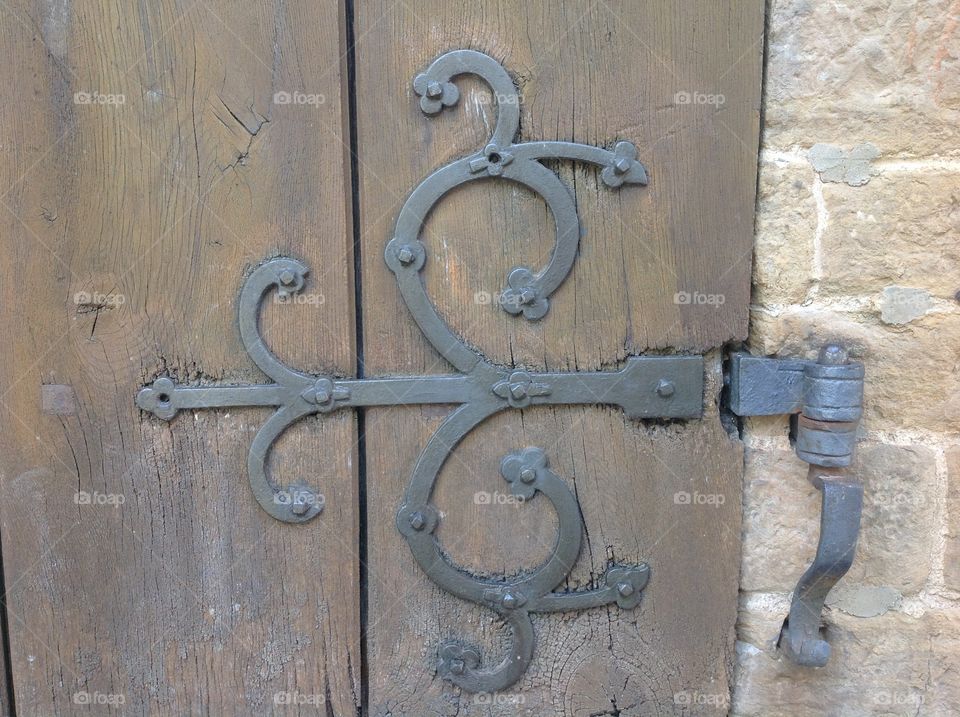 Castle door hinge. Hohenzollern Castle, Bisinger, Germany. "Zollerberg" dates back to the 12th century.