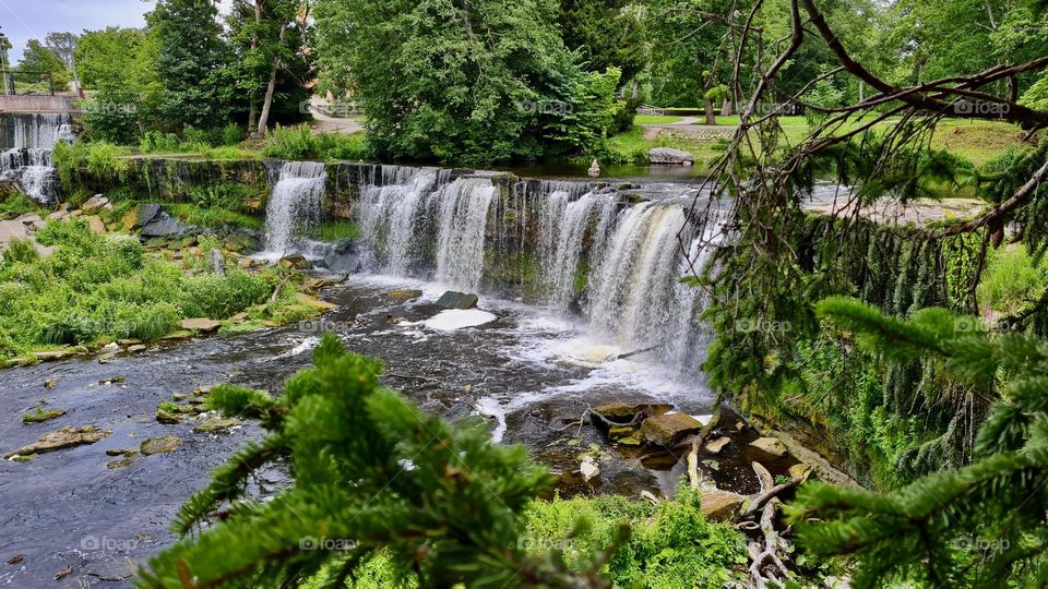 Picturesque summer view of Keila waterfall, Estonia