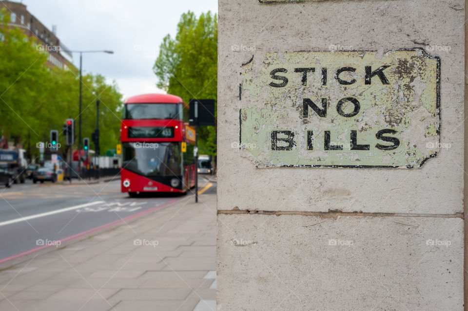 Streets of London. Boubledecker bus. UK.