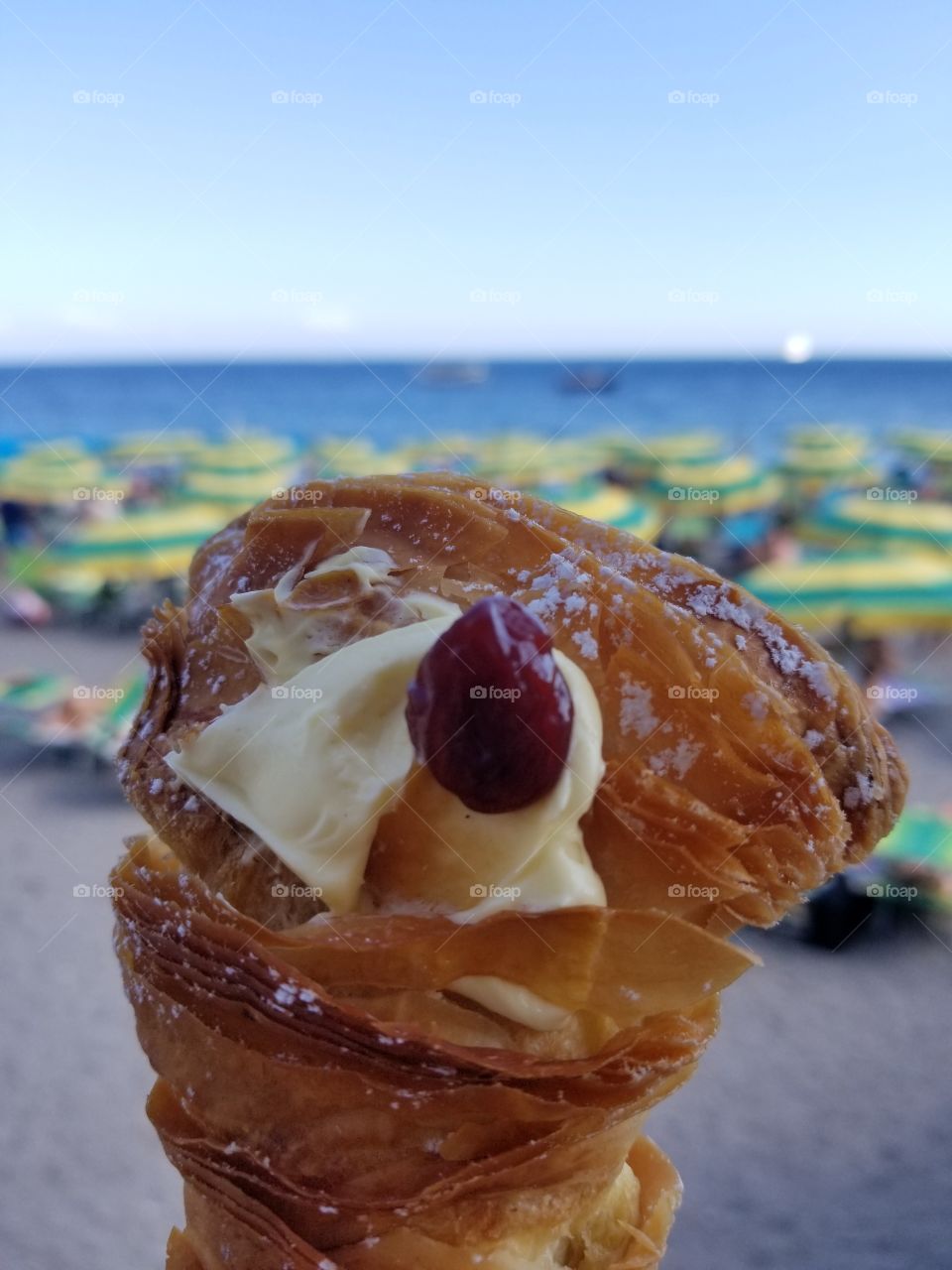 Pastry on the beach of Amalfi Italy