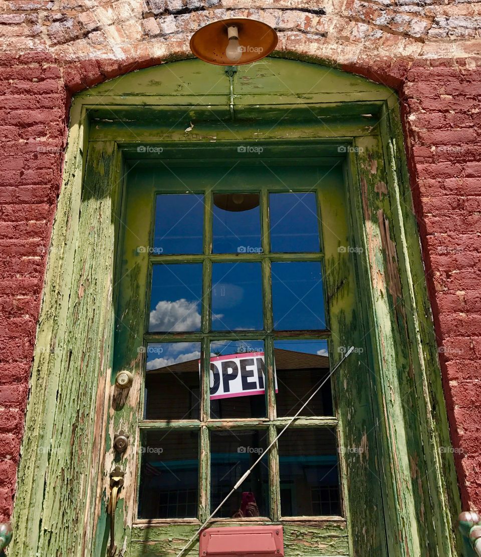 Old Green Wooden Door