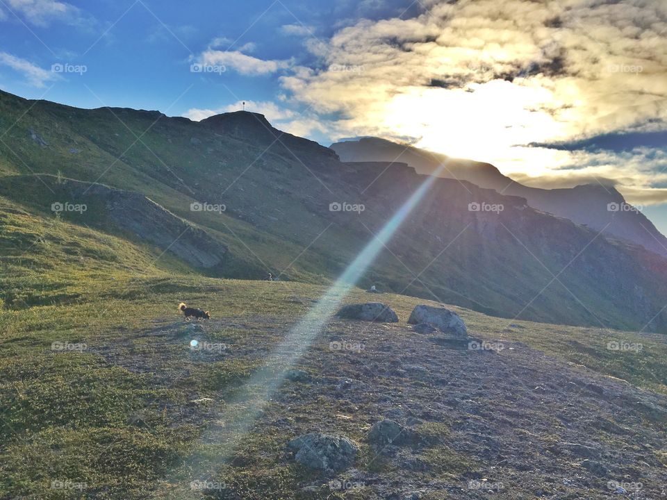 Sun breaking through the clouds. Reinveivannet _ Narvik - Norway. 