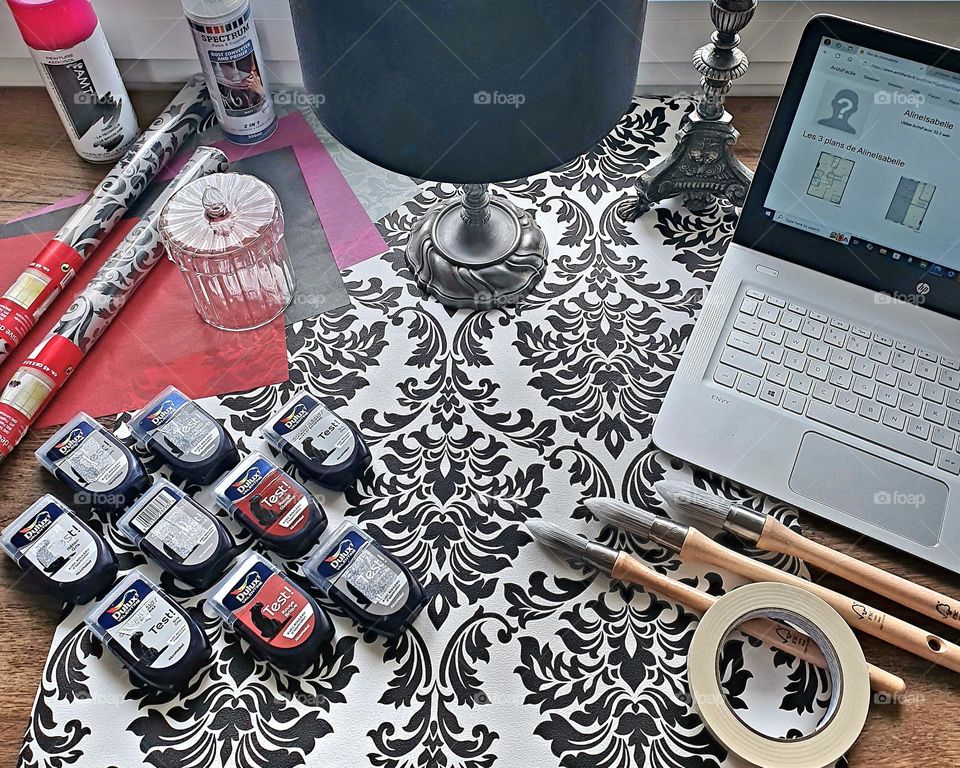 Flatlay of painting and decorating items