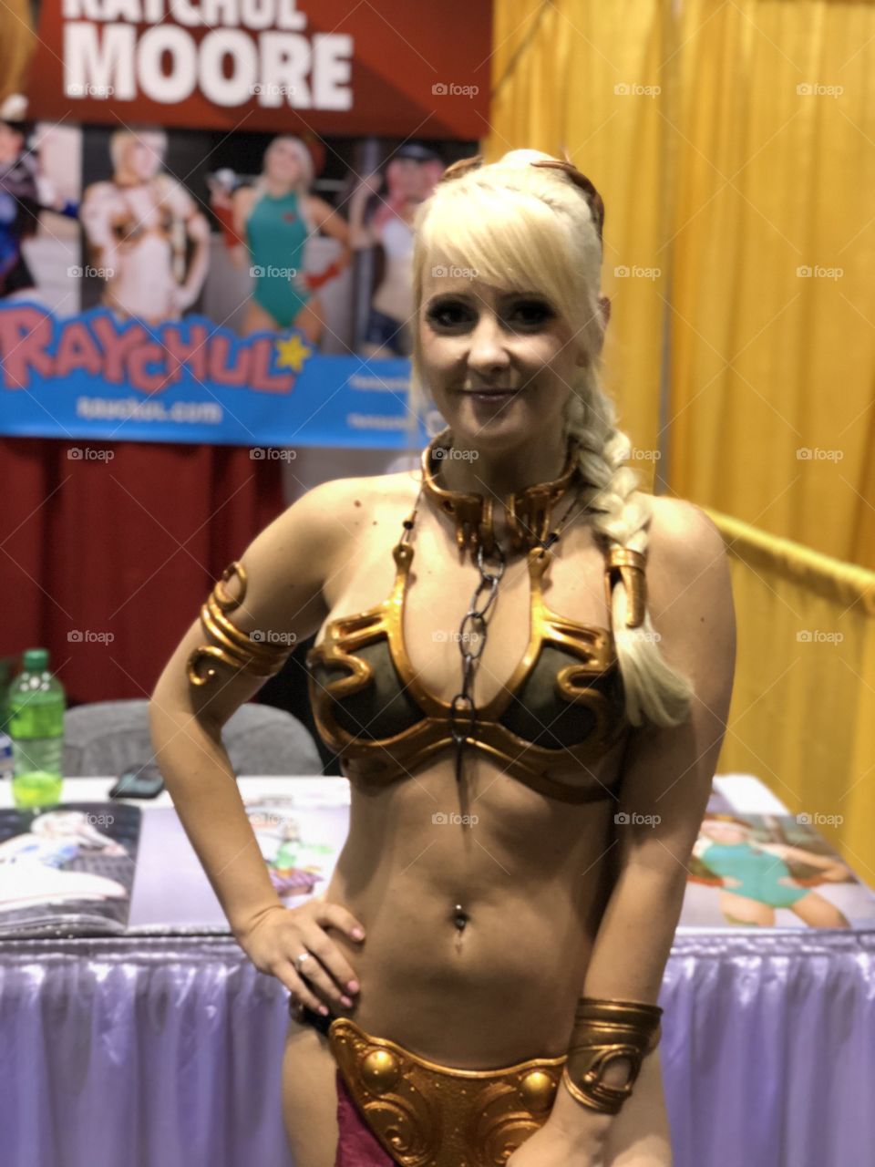 Raychul Moore as Slave Leia from Star Wars cosplay at Megacon 2018 in Orlando, Florida