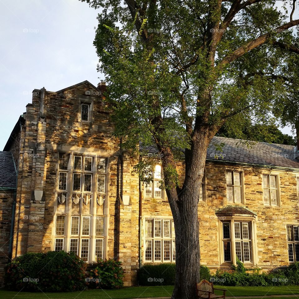 Historic Stone Building. Historic Stone Building drenched in the morning sun.