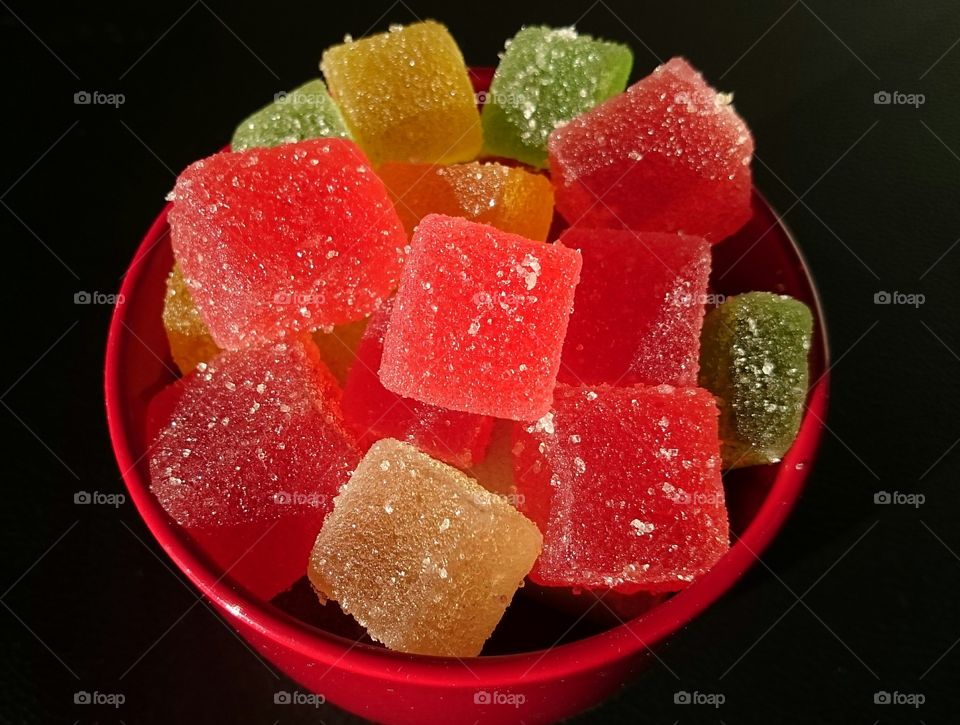 sweet jelly cubes