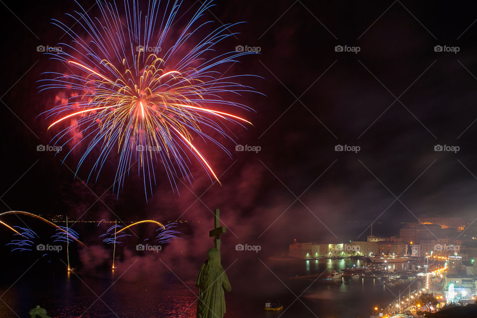 Fireworks show in Gaeta, Italy