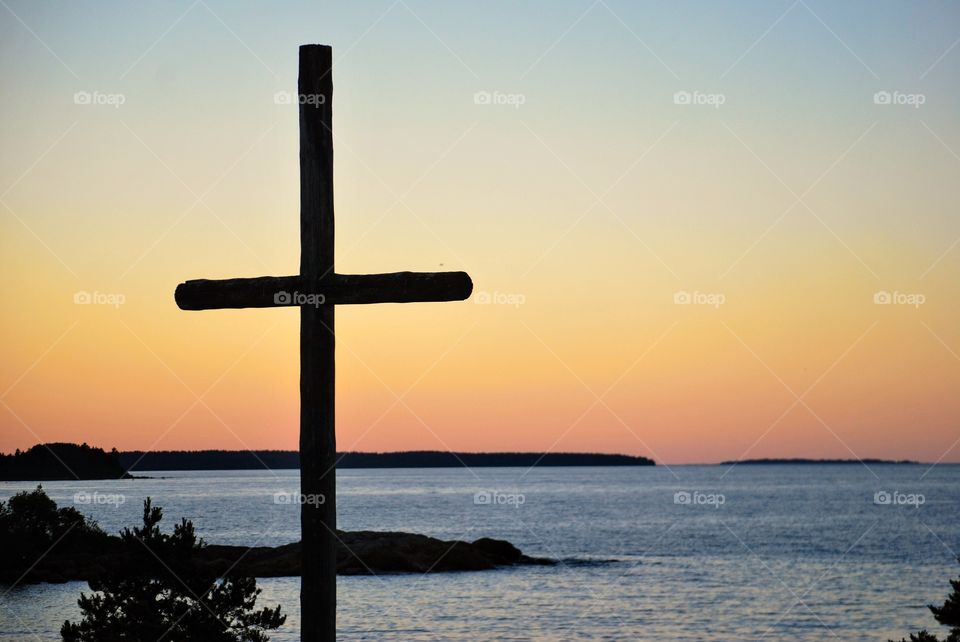 Cross in sunset