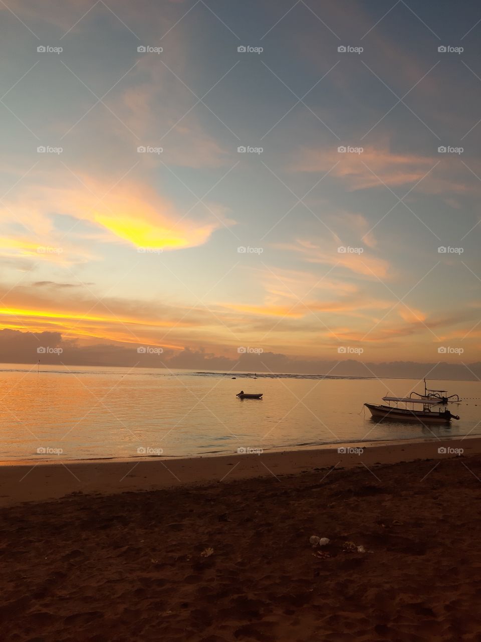 Sunset view on the beach in Bali