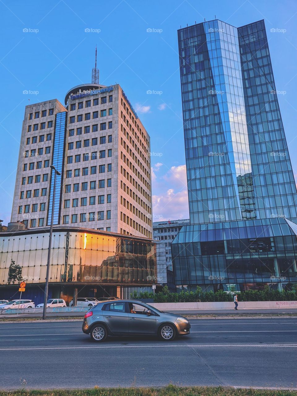 Ljubljana, Slovenia. Urban city view with modern,  old European architecture,  landmark. Geometric shapes.