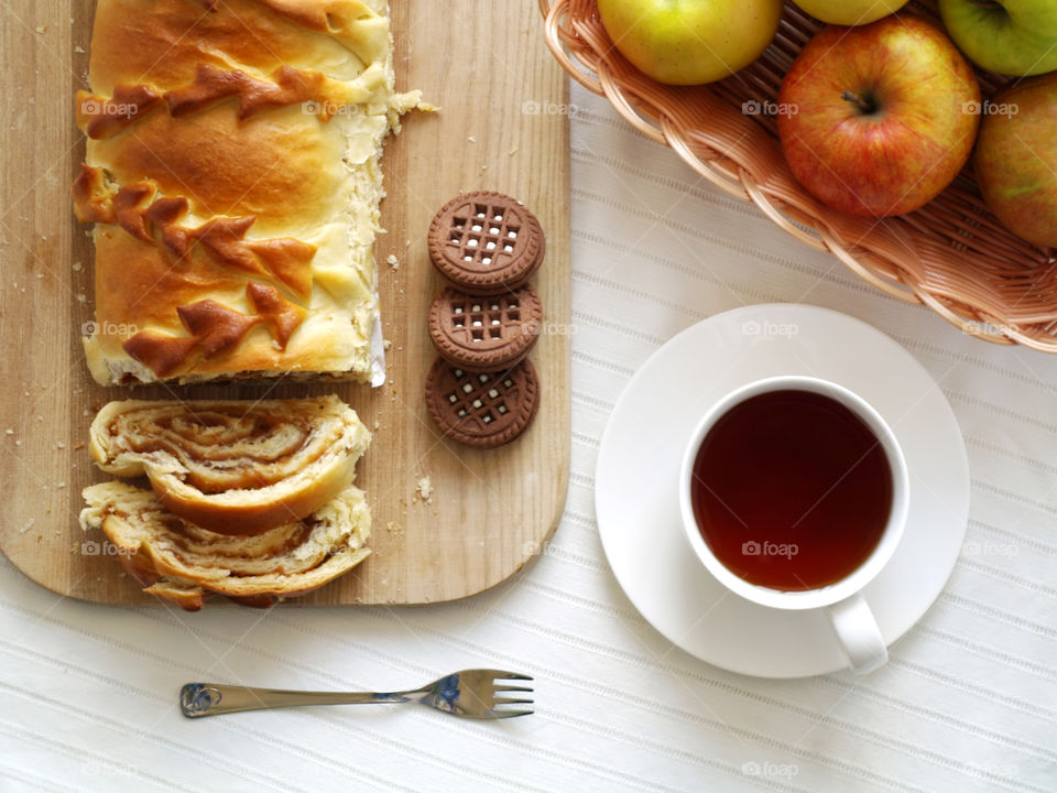 Black tea with biscuits