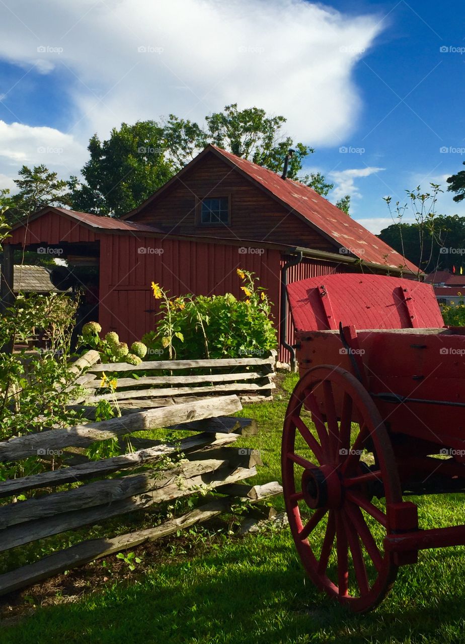 Red wagon and barn