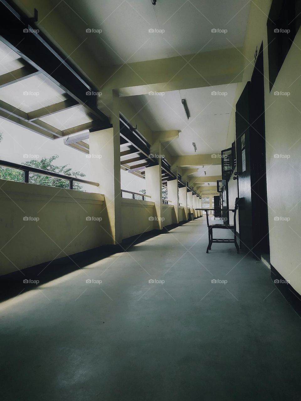 A quiet moment in the school's corridor