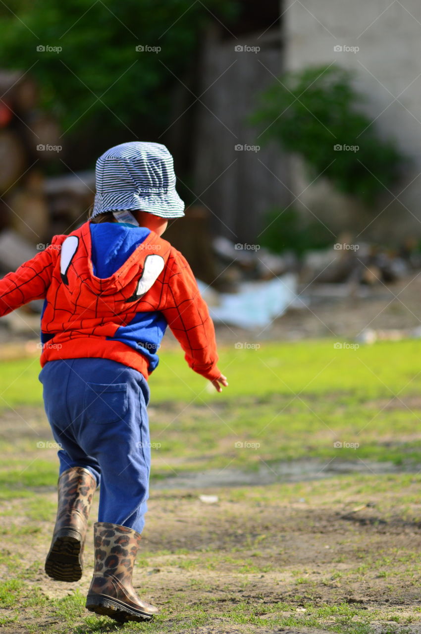 Little boy with a blower series