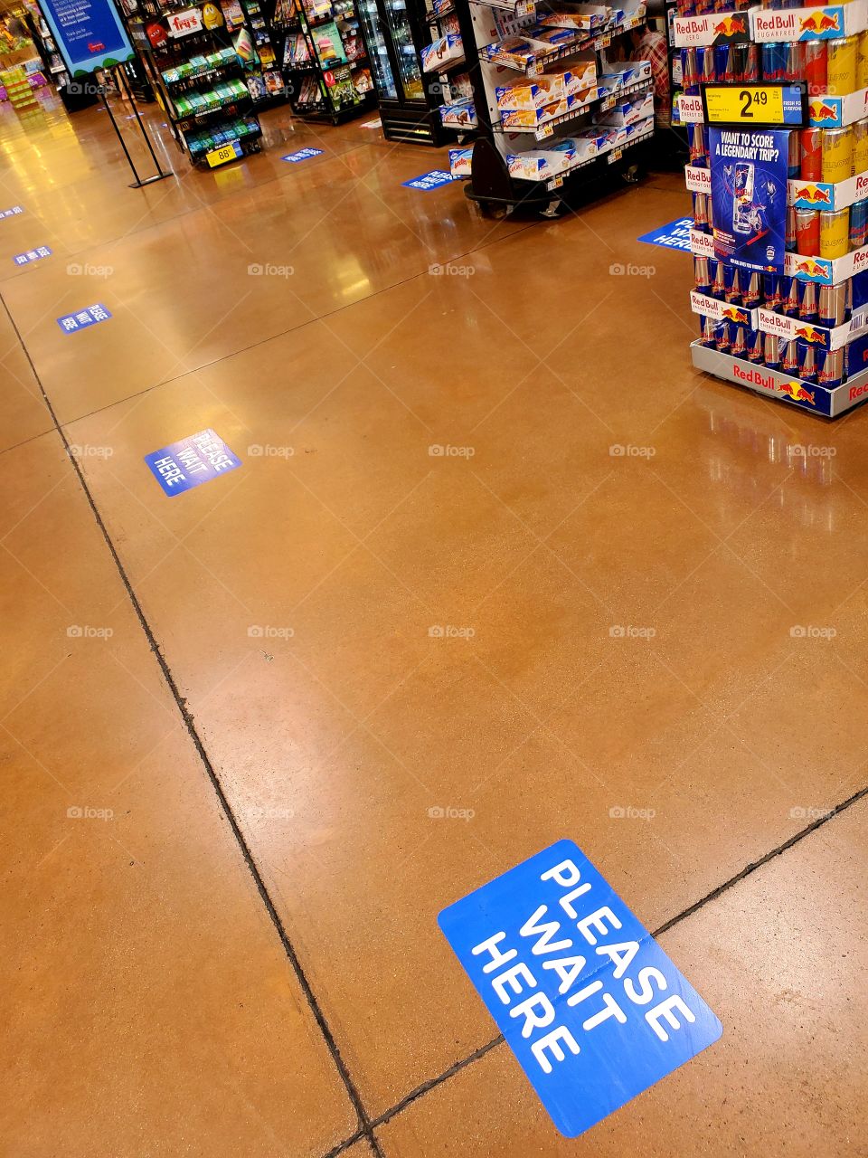 The official sign of 2020 will be the 6 foot apart markers telling people where to stand as the world battles COVID-19