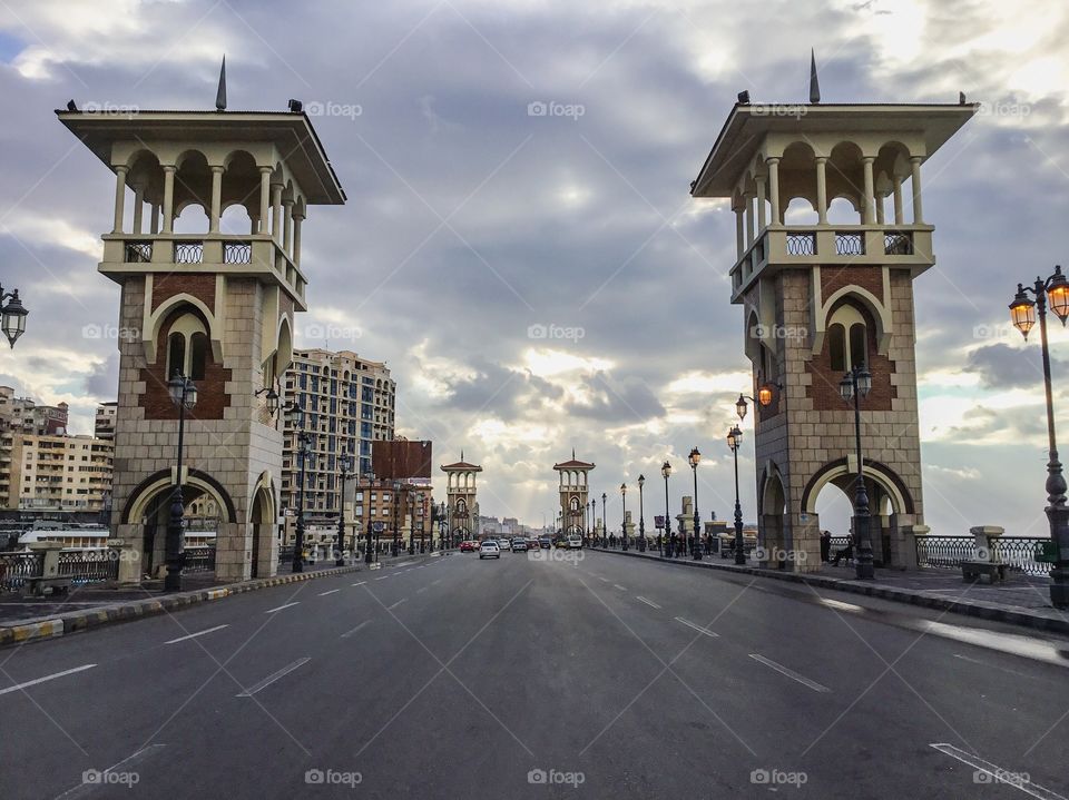 Stanley bridge in Alexandria, Egypt during winter