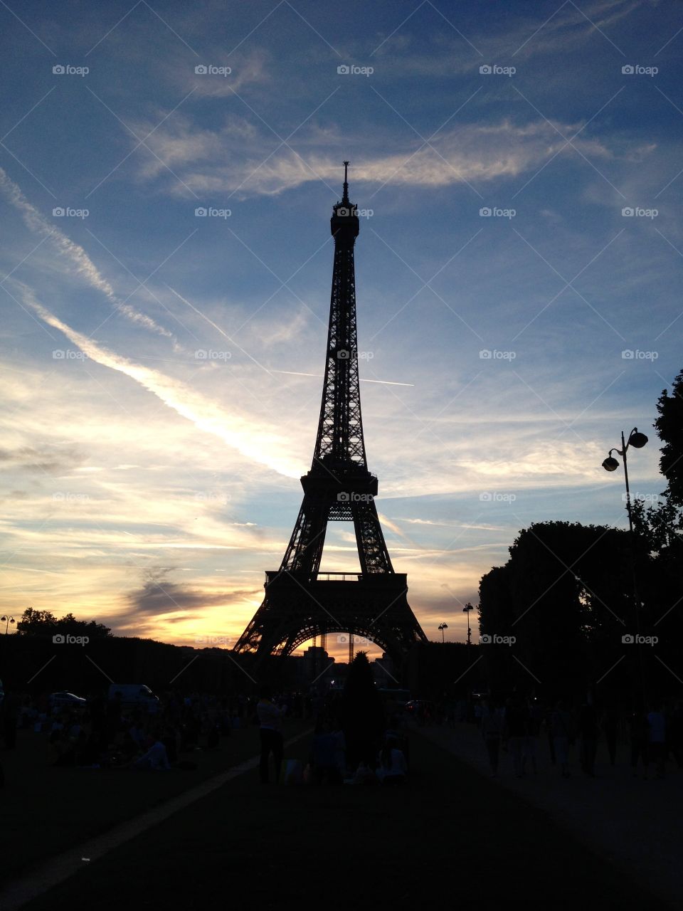 Eiffel Tower silhouette . Eiffel Tower silhouette during sunset