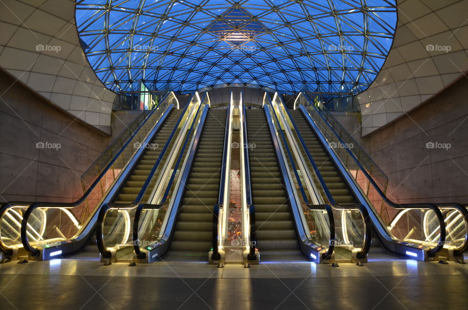 Going somewhere . The escalators in Triangelns subway station, Malmö Sweden. Are very popular place for photographers 