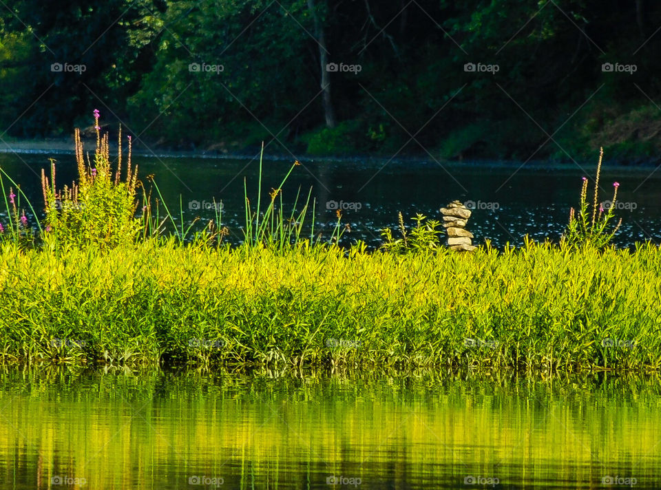 Stones Stacked by River