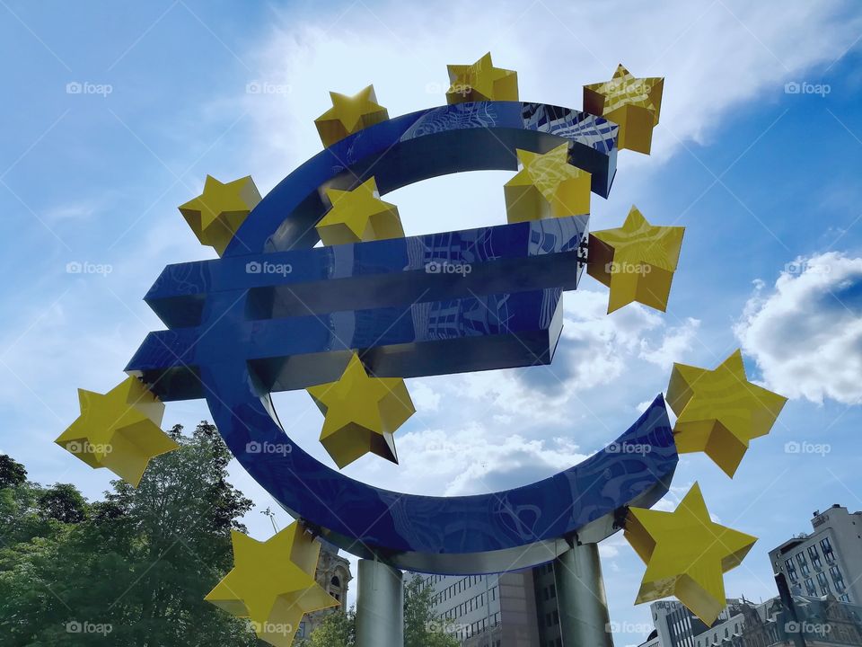 Symbol of the EZB (European Central Bank) in Frankfurt/Main