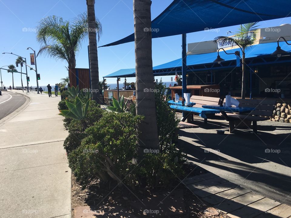 Oceanside California side walk cafe near the beach