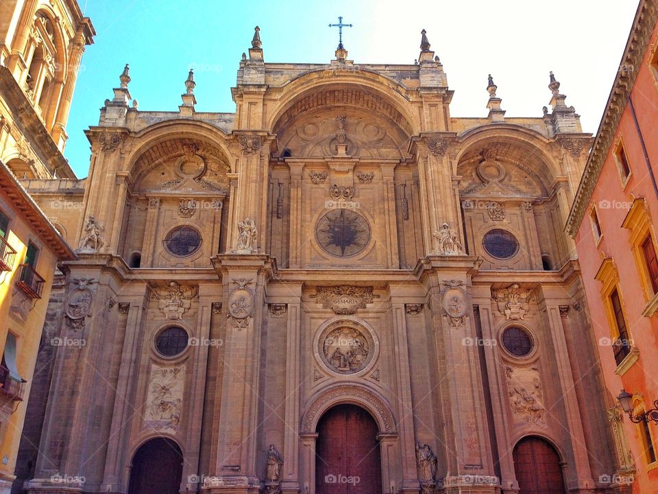 Outside the cathedral de Granada at the rambla