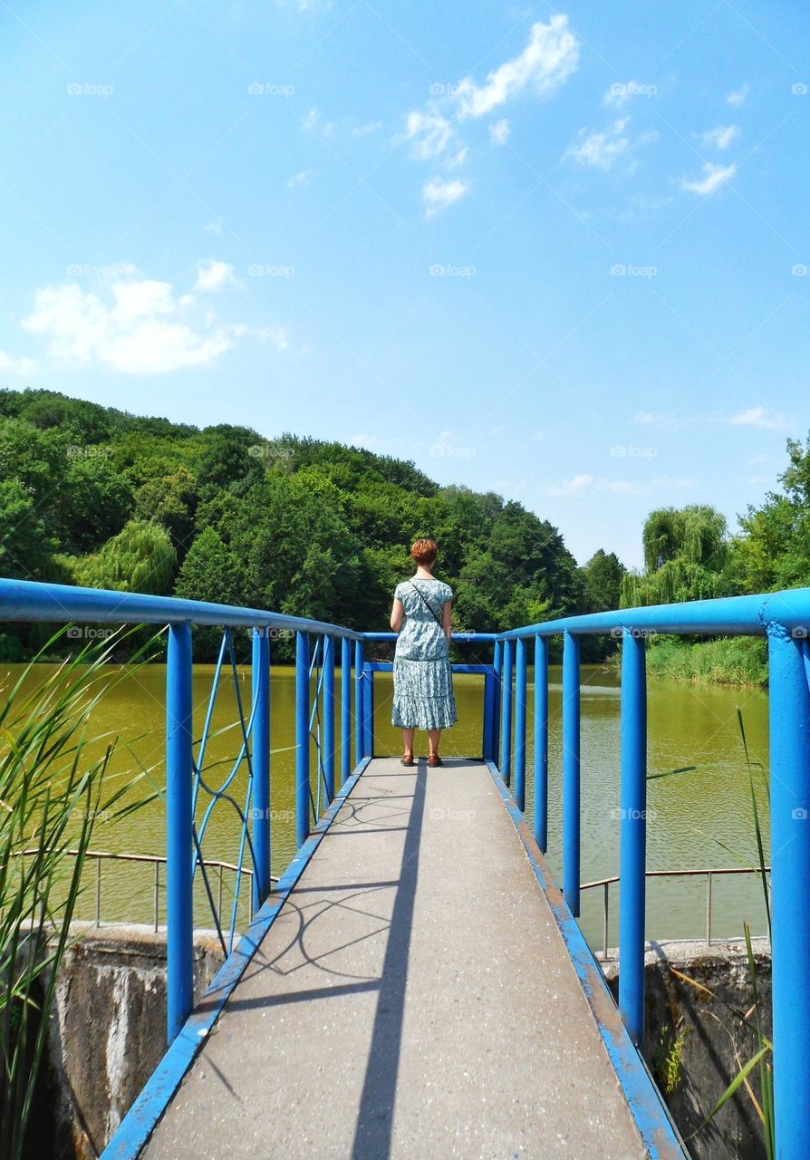 girl and lake