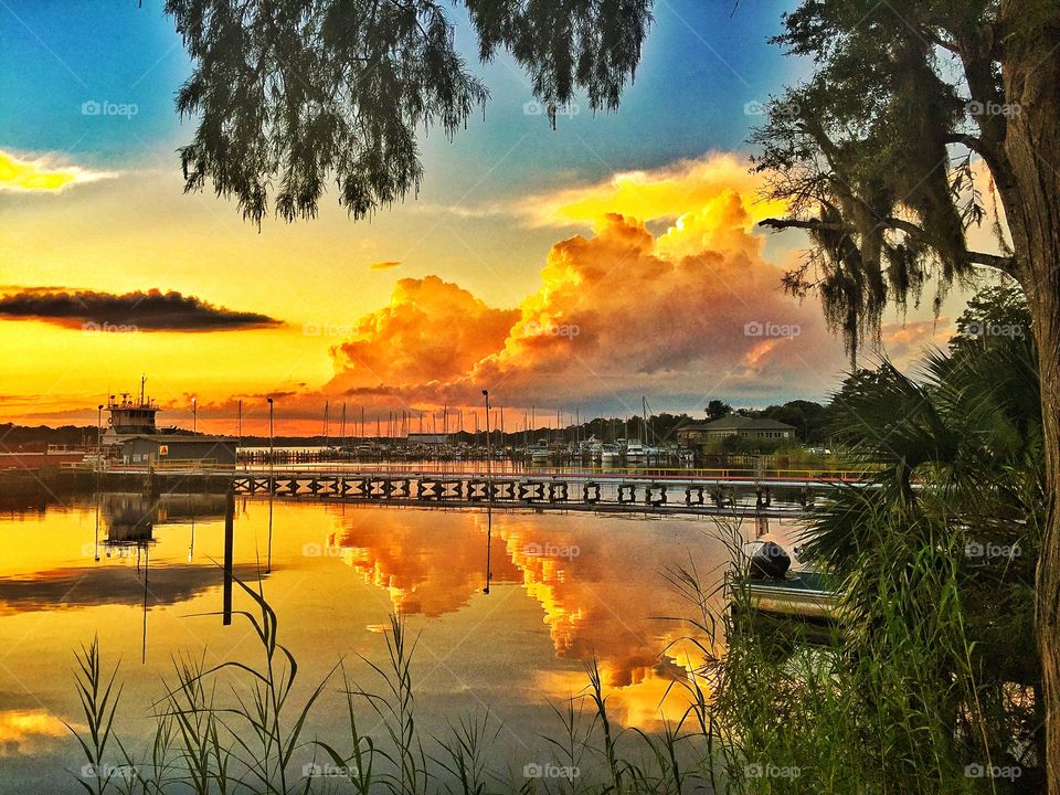 Cloud reflection. A massive cloud formation at the bayou