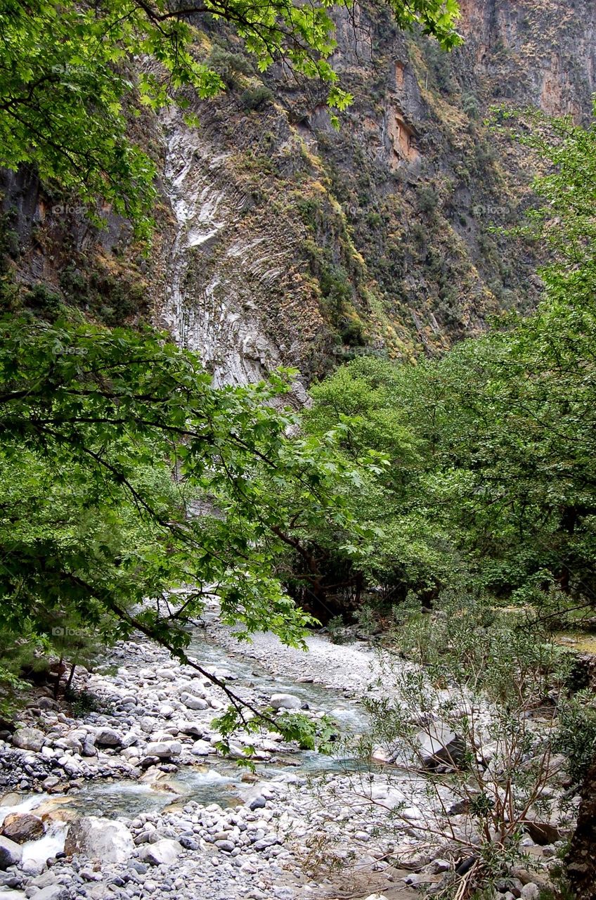 View of mountain stream flowing