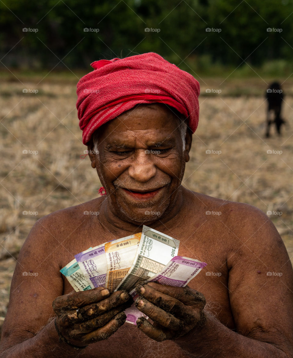 A soulfull expression of a village farmer who was happy getting value for his work