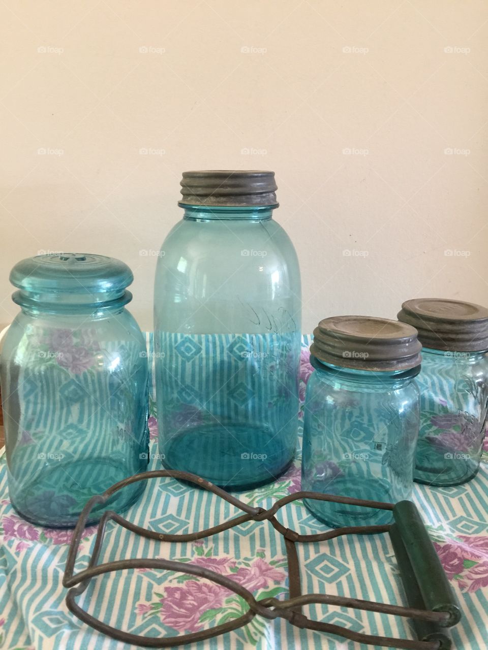 Blue canning jars