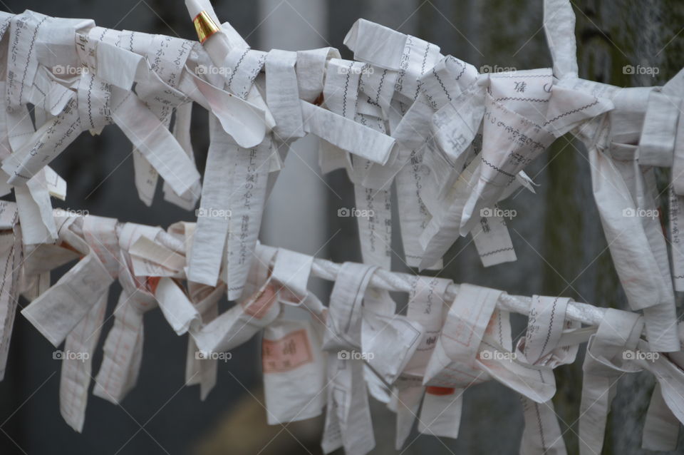 Multiple Omikuji On A Line