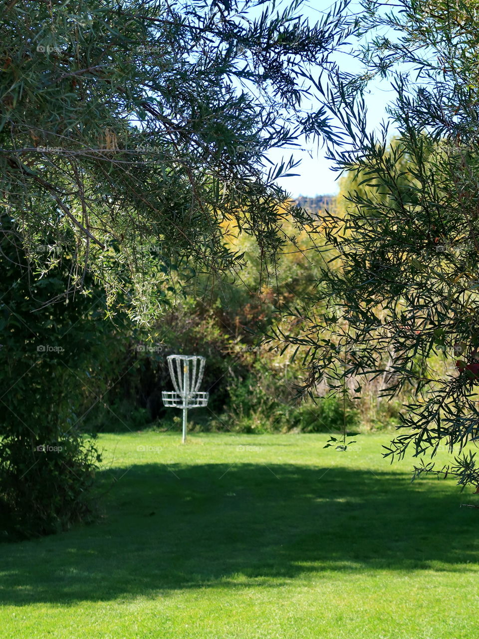 Frisbee Golf Course at Rimrock Park in Prineville in Central Oregon on a sunny fall day. 