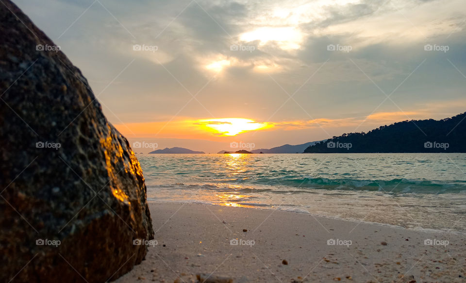 sunset time on beach, holiday time.