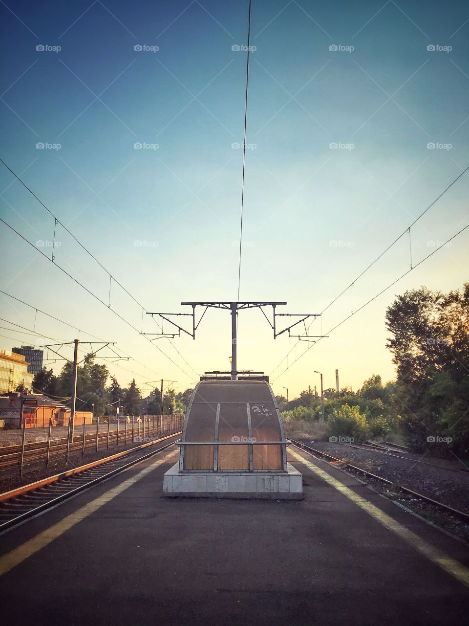 Train station at sunset